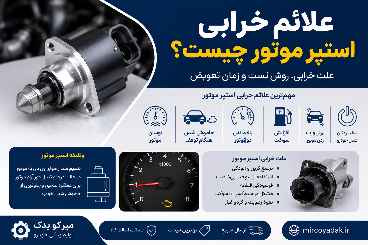 علائم خرابی استپر موتور چیست؟ علت خرابی، روش تست و زمان تعویض
